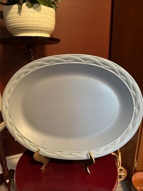 Pfaltzgraff Acadia Blue 14” Platter with Embossed Trim